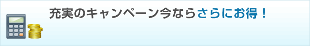 充実のキャンペーン今ならさらにお得! 充実のキャンペーン今ならさらにお得!