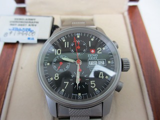 【訳あり商品】エキポン Facebook 1,000いいね！突破記念価格　ZENO-WATCH BASEL 『ZENO-ARMY CHRONOGRAPH 6657 A/SV』　参考価格134,400円が30,392円！【送料込】