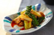 セロリとキュウリのピリ辛炒め