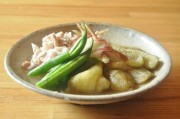 焼きナスと豚しゃぶのだし浸し