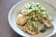 鯛の唐揚げ 新玉パセリソース
