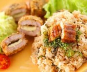 豚肉のチーズフライ ウナギの混ぜご飯