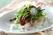 新玉ネギマリネとホタテの春のカルパッチョ