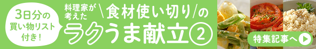 料理家が考えた食材使い切りのラクうま献立 3日分の買い物リスト付き!