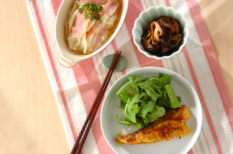 タラのカレーマヨ焼き ほか2品