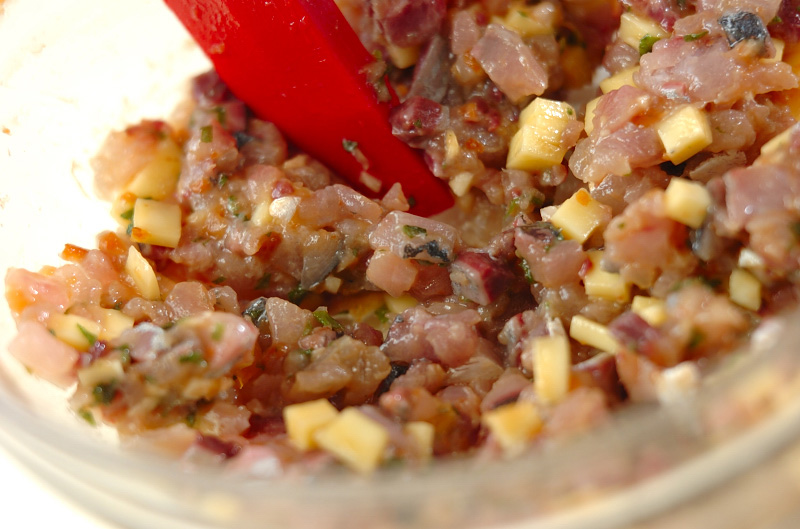 アジの梅風味餃子の作り方1