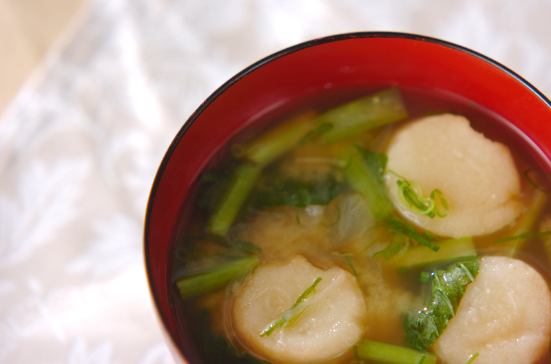 小松菜と麩のみそ汁