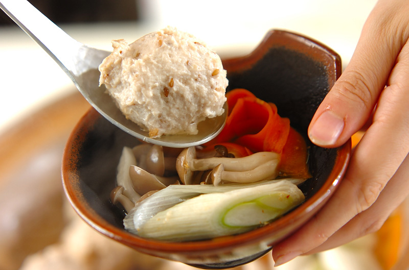 ユズコショウ風味の鶏つくね鍋の作り方3