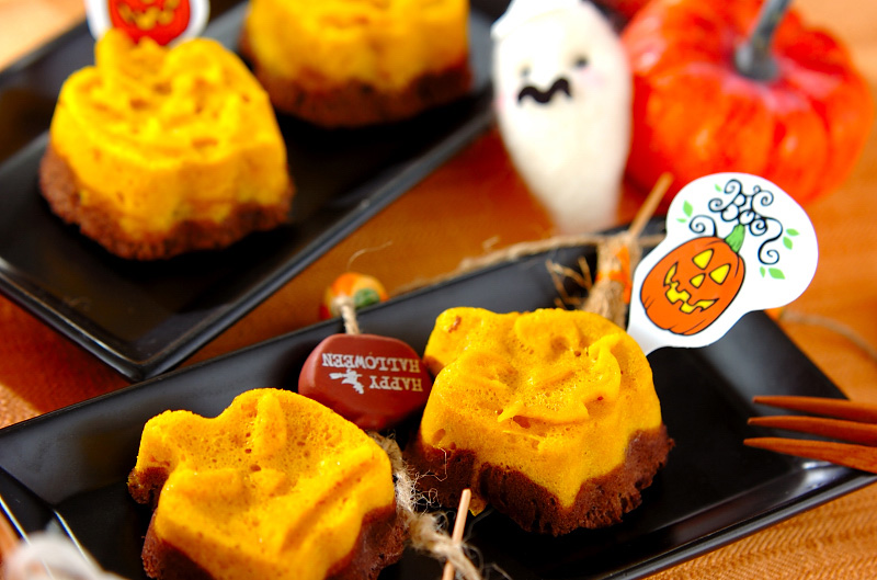 ハロウィンおばけカボチャ蒸しパン レシピ 作り方 E レシピ 料理のプロが作る簡単レシピ
