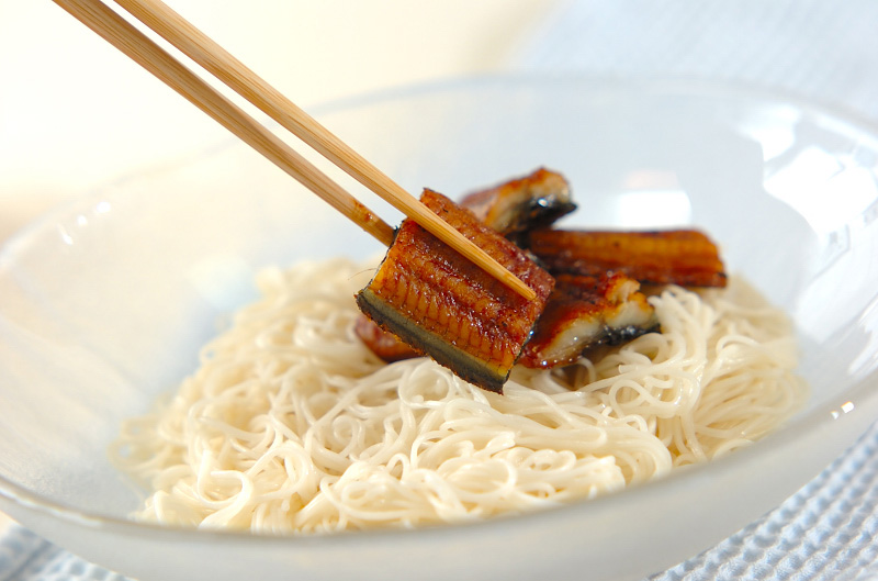 ウナたまぶっかけ素麺の作り方1