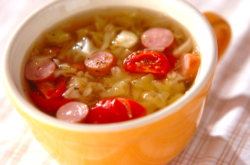 押し麦とキャベツのスープ レシピ 作り方 E レシピ 料理のプロが作る簡単レシピ