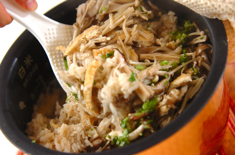 キノコの炊き込みご飯の作り方の手順9