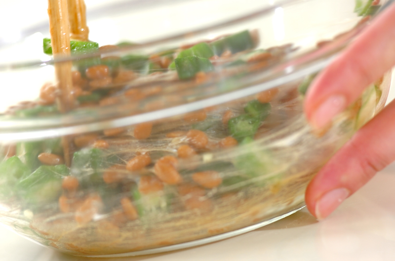 ネバネバ!さっぱりオクラ納豆のぶっかけ素麺の作り方の手順3