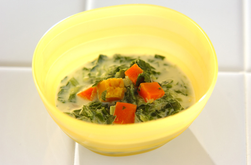 小松菜とカボチャのミルク煮 副菜 レシピ 作り方 E レシピ 料理のプロが作る簡単レシピ