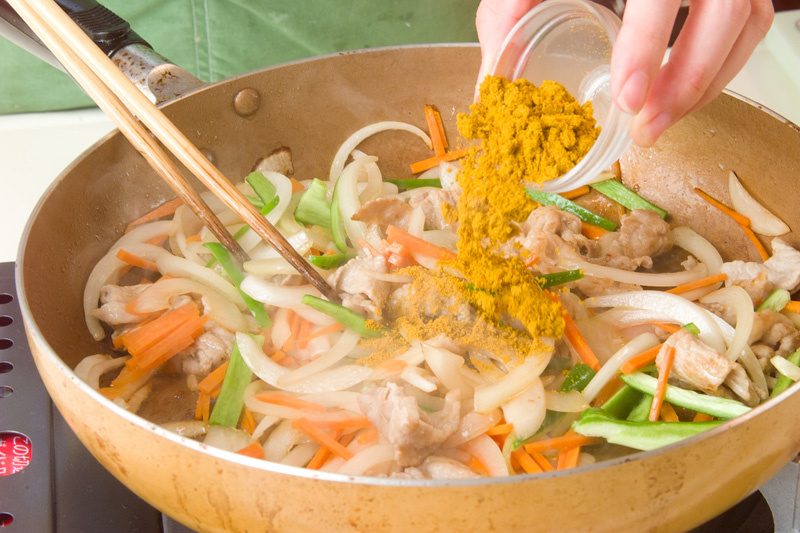 素麺のカレー炒めの作り方の手順2