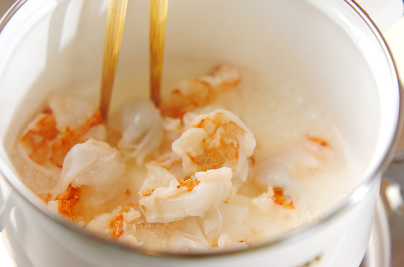 白菜とエビのからしみそ和えの作り方の手順4