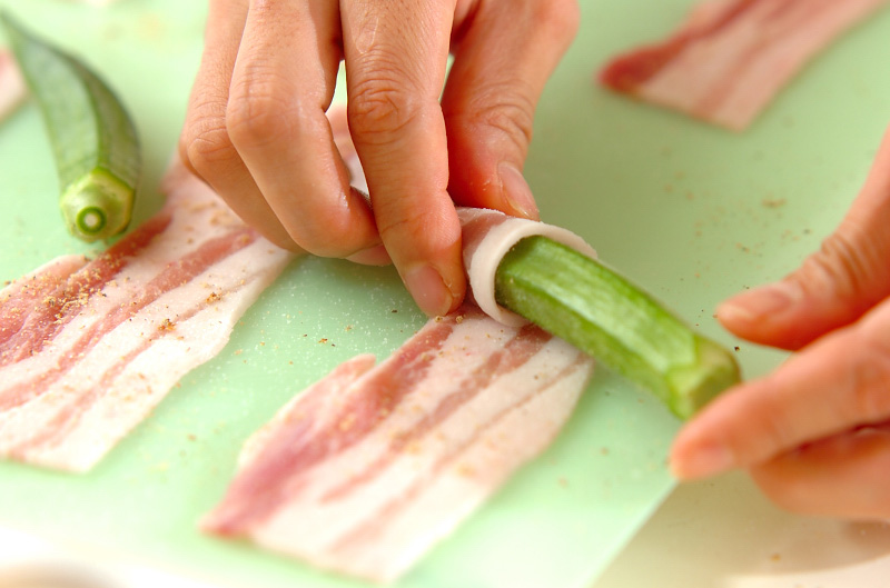 オクラの肉巻きソテーの作り方1