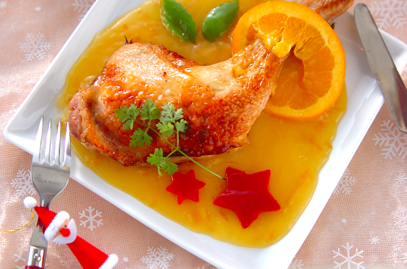 クリスマスのごちそう ローストチキンオレンジソースがけ レシピ 作り方 E レシピ 料理のプロが作る簡単レシピ