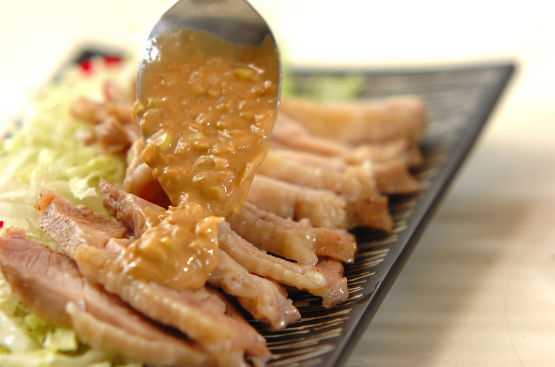 ピリ辛ゴマダレがけレンジ蒸し鶏の作り方3