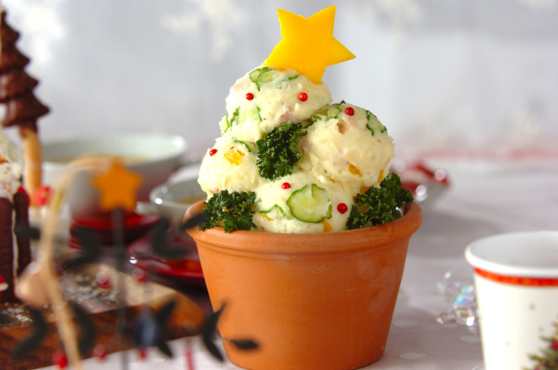 クリスマスツリーポテトサラダ 副菜 レシピ 作り方 E レシピ 料理のプロが作る簡単レシピ