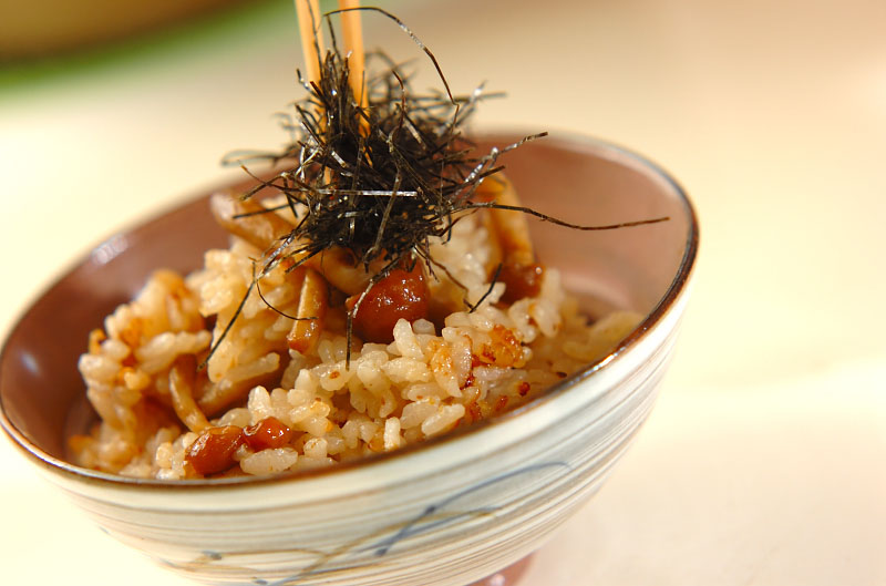 ナメコの炊き込みご飯の作り方の手順4