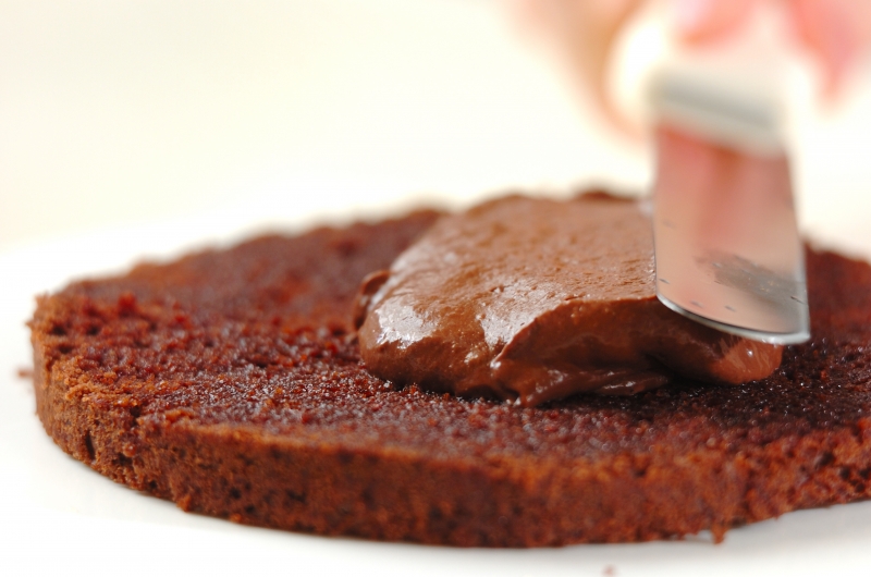 お豆腐クリームのバナナチョコレートケーキの作り方7