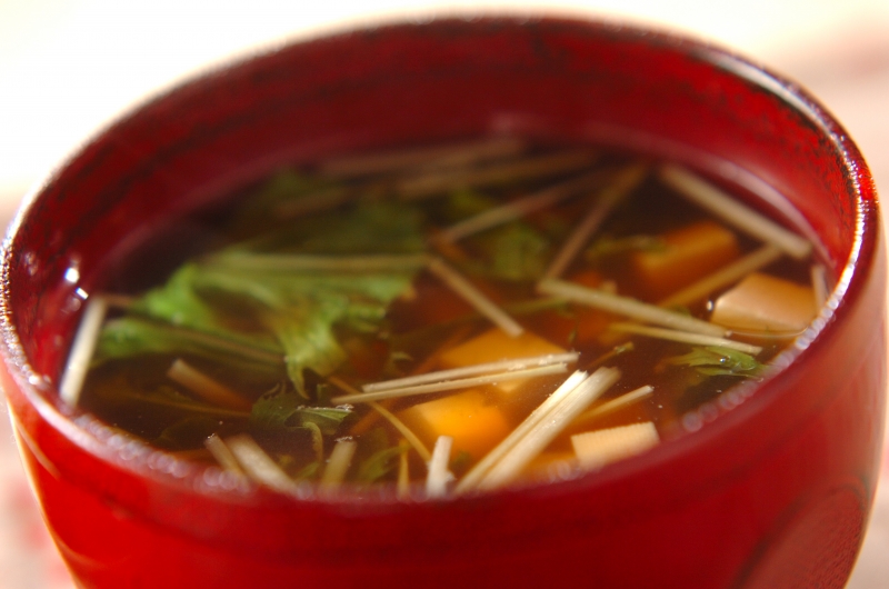 水菜と豆腐の和風スープ