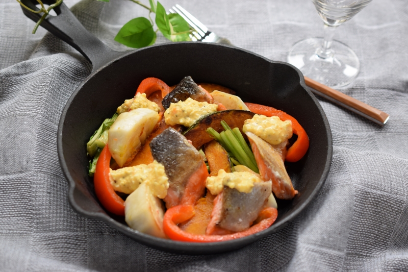 鮭と野菜の焼きサラダの作り方7