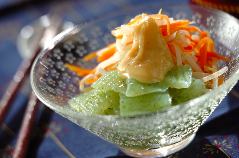 刺身コンニャクの酢みそ和え 副菜 レシピ 作り方 E レシピ 料理のプロが作る簡単レシピ