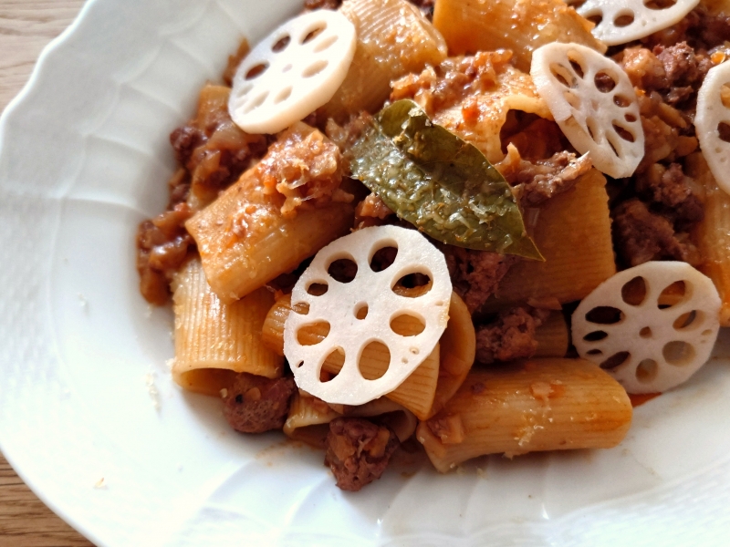 レンコンミートソースのパッケリ