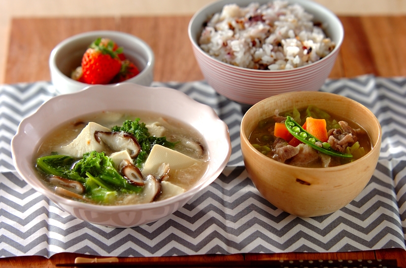豆腐と菜の花のカニあんかけの献立 レシピ・作り方 | 【E・レシピ】料理のプロが作る簡単レシピ