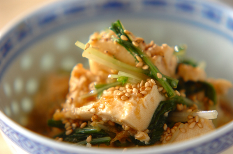 豆腐と水菜の中華風和え