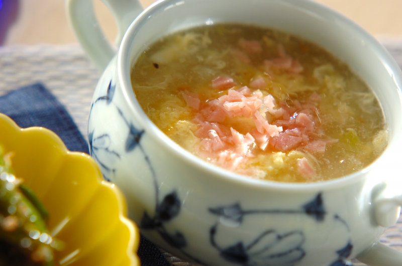 冬瓜とホタテのふわふわ卵スープ