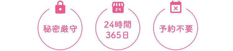 秘密厳守/24時間365日/予約不要