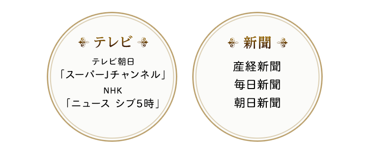 テレビ朝日「スーパーJチャンネル」、NHK「ニュース シブ5時」産経新聞、毎日新聞、朝日新聞